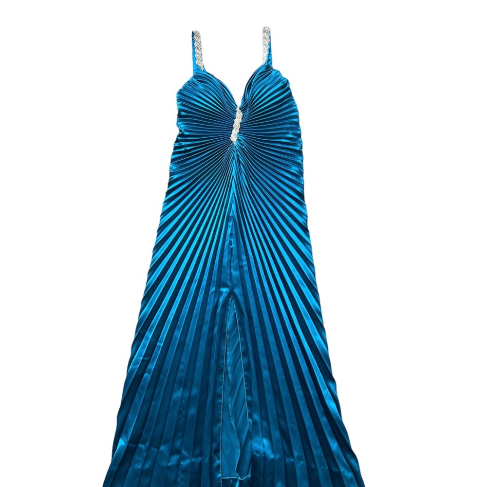 Betsy & Adam by Linda Bernell Mermaidcore Plisse Dress in Electric Blue Size 14